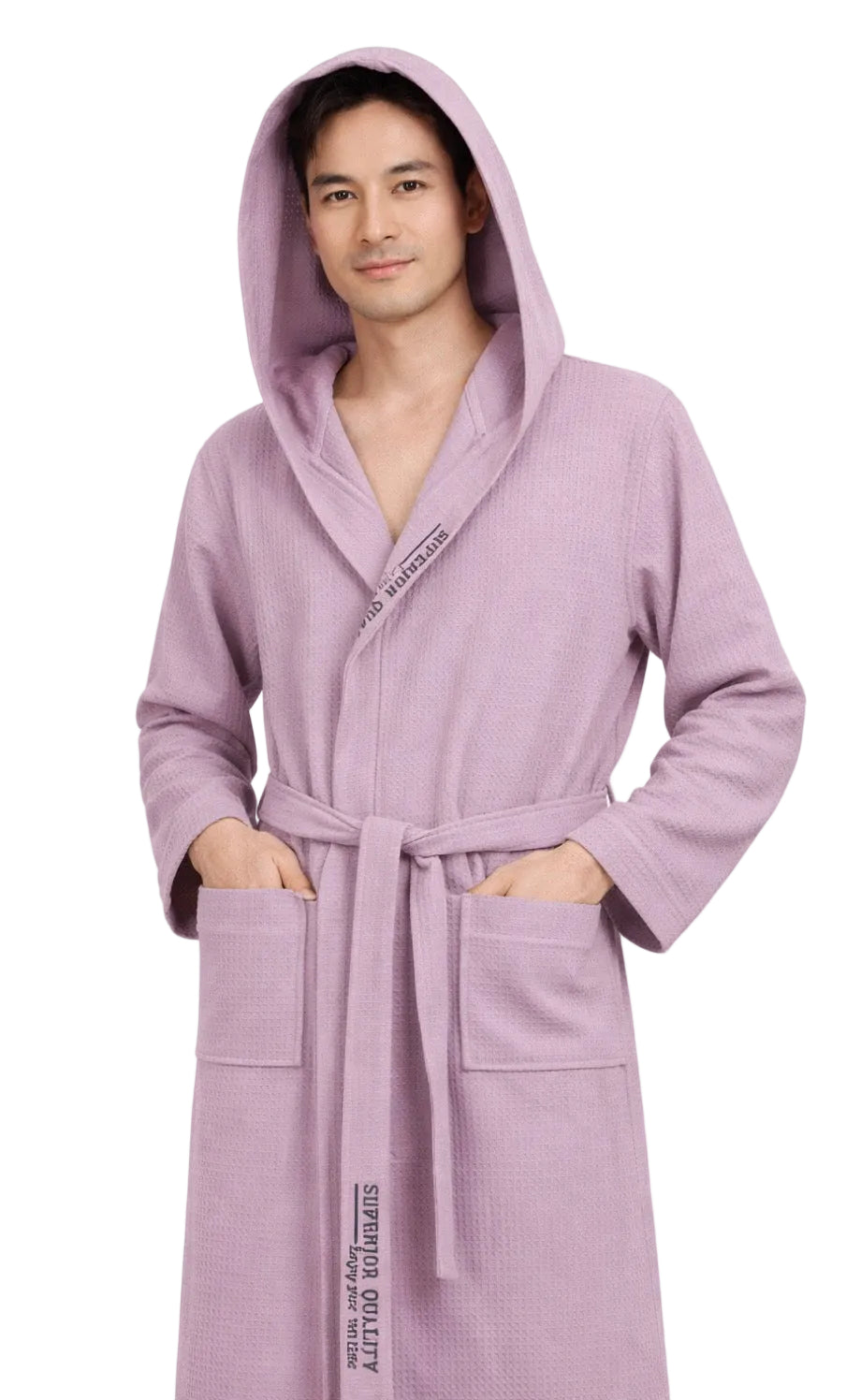 peignoir nid d'abeille homme capuche