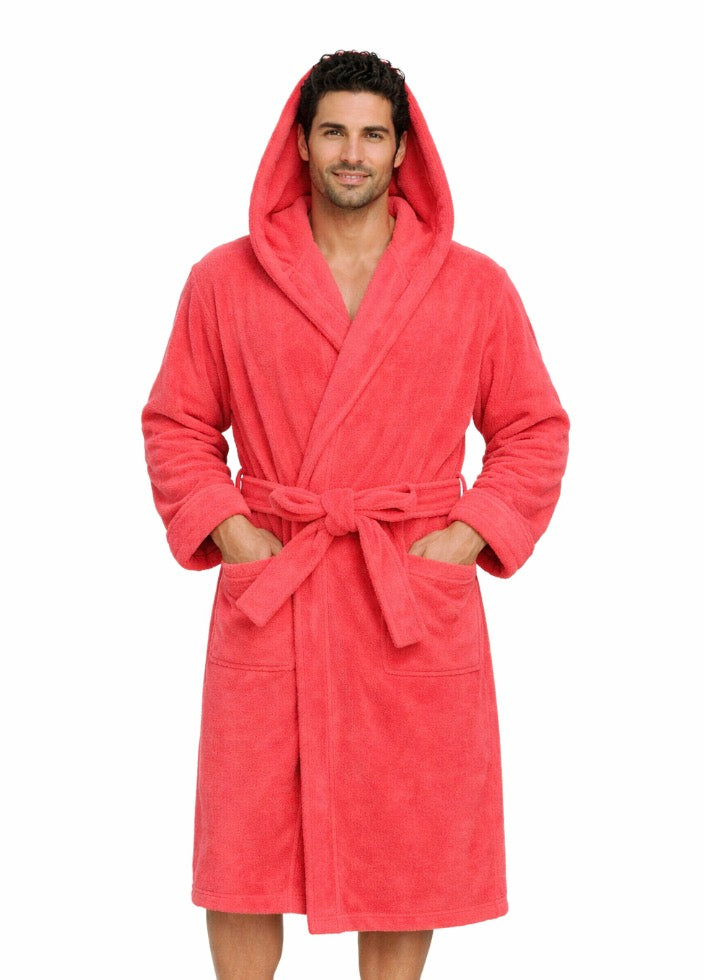 peignori coton homme sortie de bain rouge