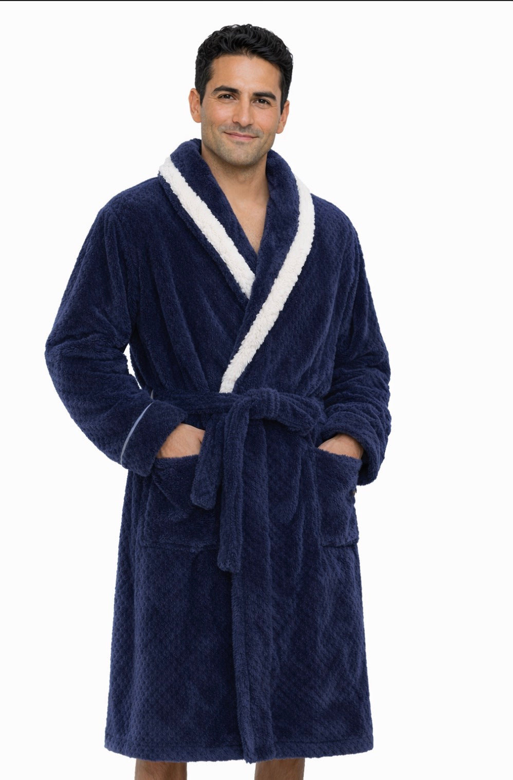 peignoir de bain pour homme bleu marin épais et confortable