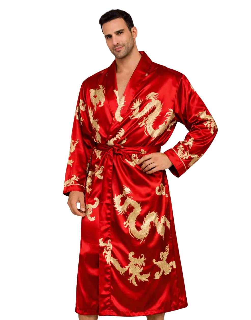 Peignoir de bain Homme - motif dragon chinois, soie