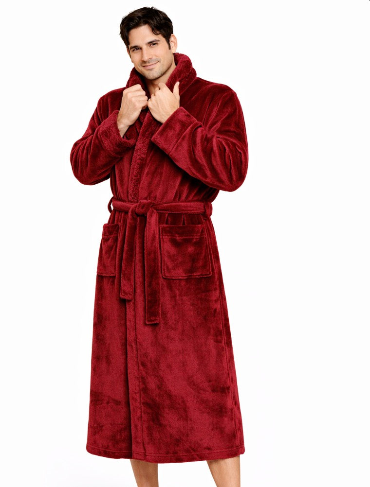 Peignoir polaire flanelle Homme - hiver, rouge