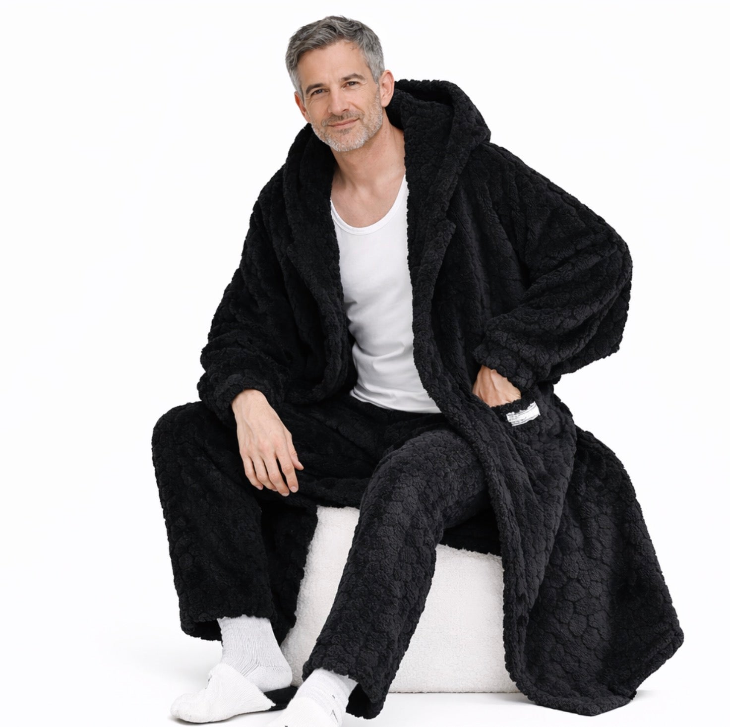 Peignoir polaire à boutons Homme - chaud, épais