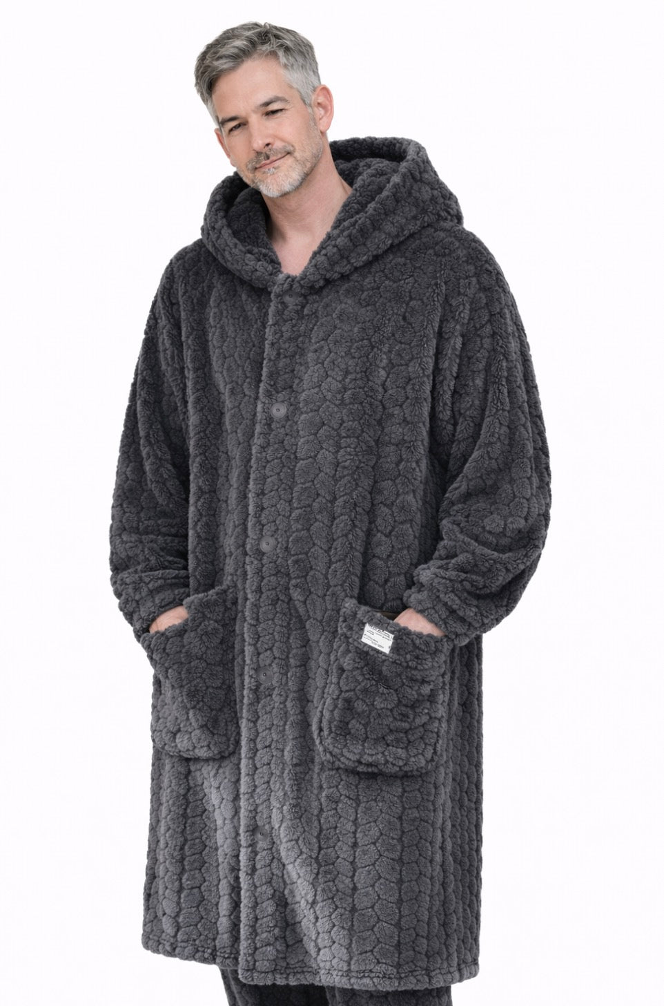 Peignoir polaire à boutons Homme - chaud, épais