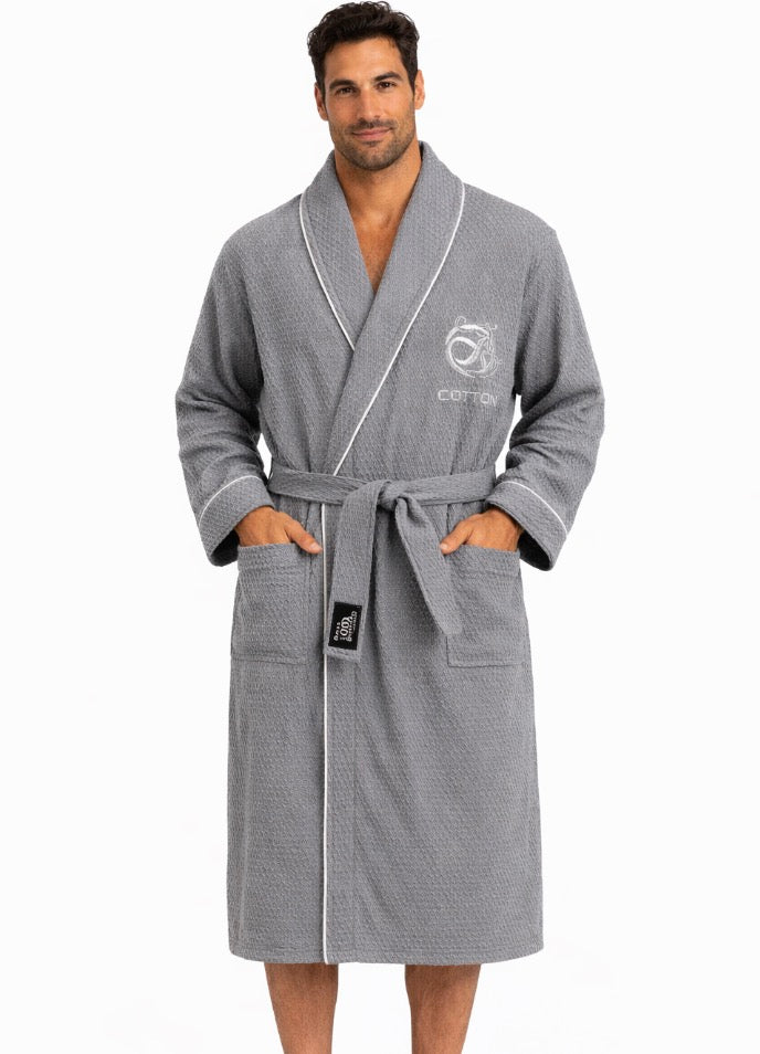Peignoir coton Homme - gaufré, nid d'abeille