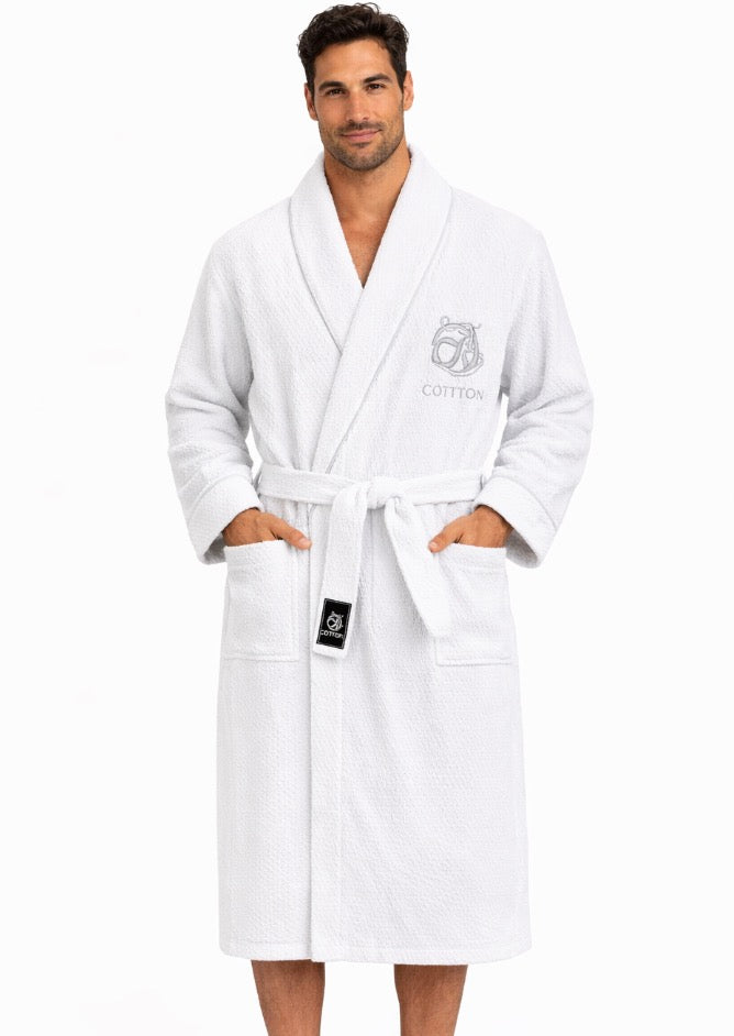 Peignoir coton Homme - gaufré, nid d'abeille